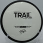 Close-up of Neutron Trail’s rim and stamp resting on the grass at Hornings Hideout in North Plains, Oregon

