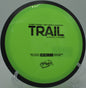 Glow from sunset reflecting on a Neutron Trail mid-flight at SeaTac Disc Golf Course in Washington

