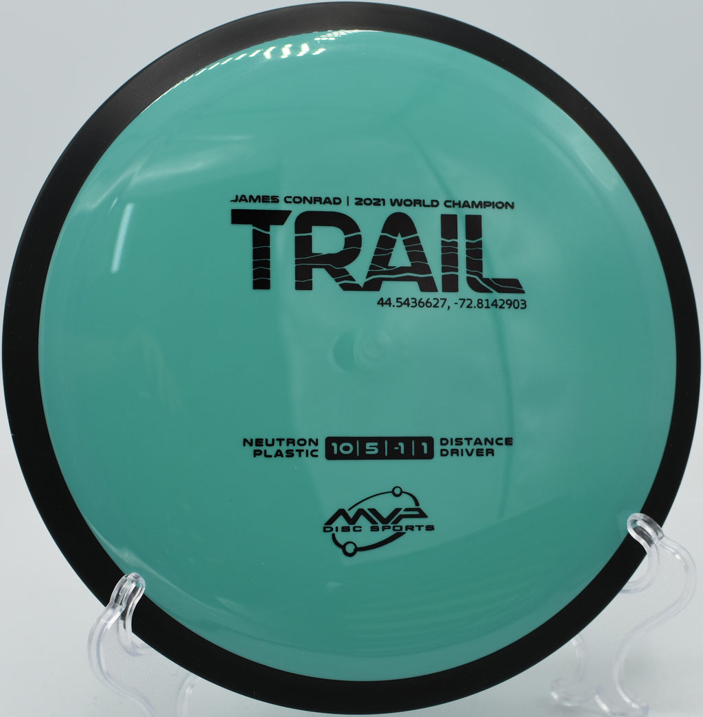 Neutron Trail sailing over a downhill fairway at Idlewild Disc Golf Course in Burlington, Kentucky

