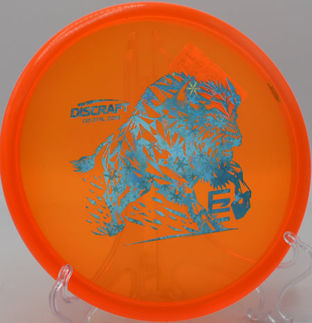 Discraft CryZtal Zone fading hard on a forehand skip shot at Maple Hill Disc Golf Course in Leicester, Massachusetts.

