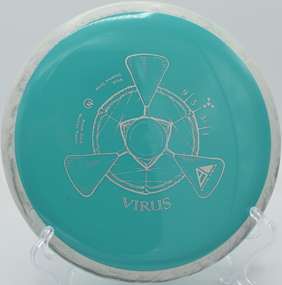 MVP Neutron Virus controlled turnover distance line at Eagles Crossing Disc Golf Course in Hawk Point, Missouri
