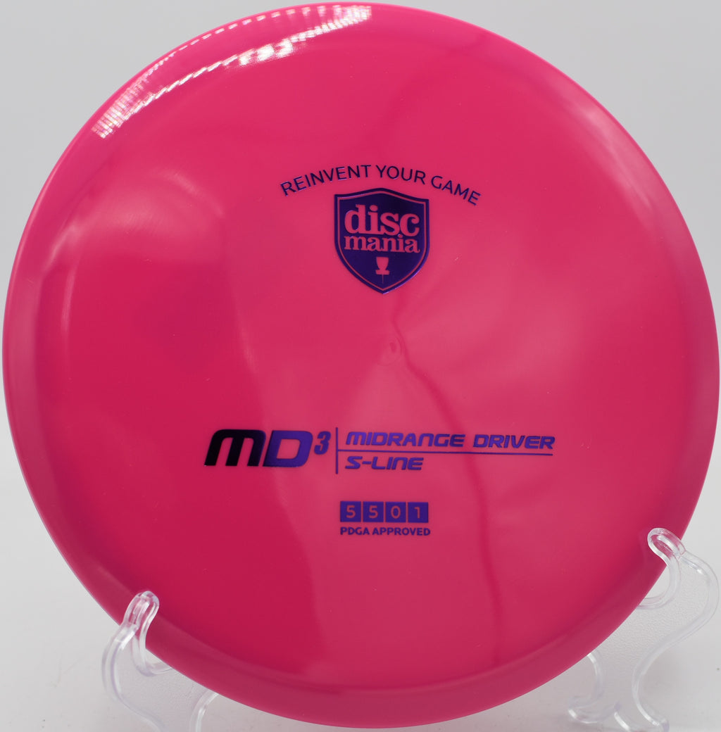 Discmania MD3 in S-Line plastic parked next to the pin after a forehand upshot at Harmon Hills in Fall Branch, Tennessee

