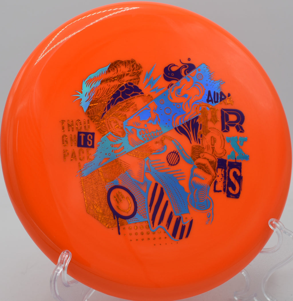 Aura Praxis dropping softly under the basket at Lake Eureka DGC in Eureka, Illinois.

