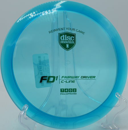 Close-up of the Discmania FD2 in C-Line plastic resting near the tee at Brewer Park in Grand Rapids, Michigan

