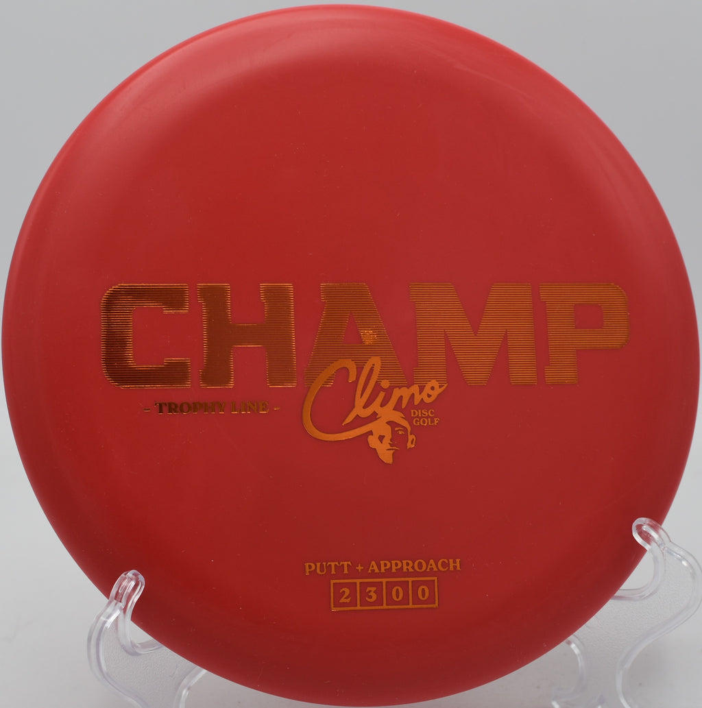Climo Discs Champ ripping on a full-power hyzer line at Glenwood Springs DGC in Colorado.

