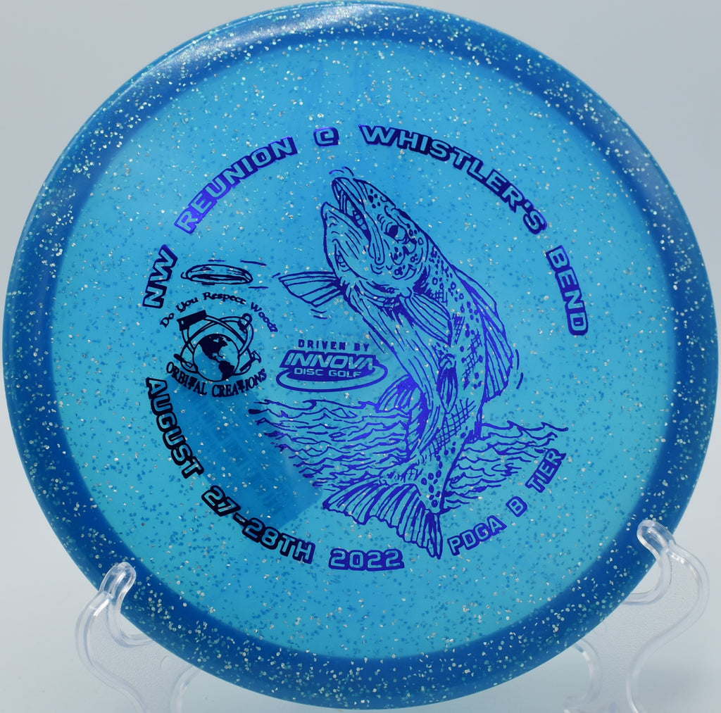 Innova Gator fading hard into the green on Hole 7 at Idlewild Disc Golf Course, Burlington, Kentucky.
