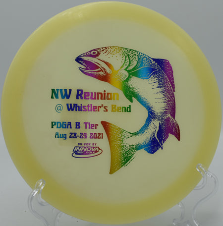 Innova Glow Firebird glowing strong in Little Rock, Arkansas, offering consistent overstability and fade in all conditions.
