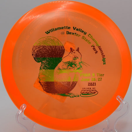Innova Champion Leopard driver holding a smooth turnover line at Green Valley Park Disc Golf Course in Payson, Arizona