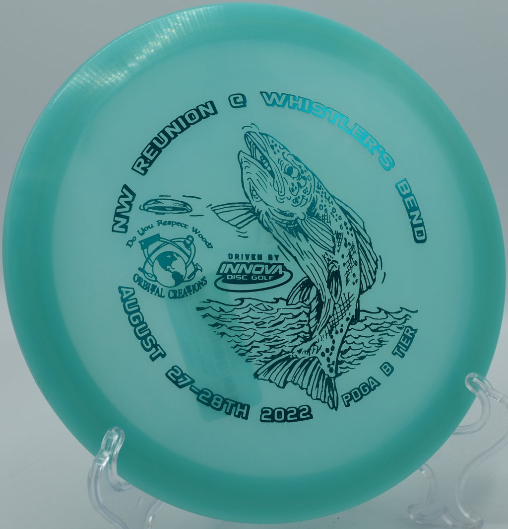 Champion Glow Eagle cutting through the darkness on Hole 14 at Stony Creek Disc Golf Course, Shelby Township, Michigan.
