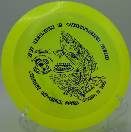 Champion Eagle slicing through a headwind on Hole 3 at Branson Trails Disc Golf Course, Branson, Missouri.
