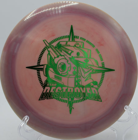 Brinster Star Destroyer hammered on a force-over release at Trophy Lakes Disc Golf Course in Charleston, South Carolina, fighting out clean with elite overstability and predictable finish