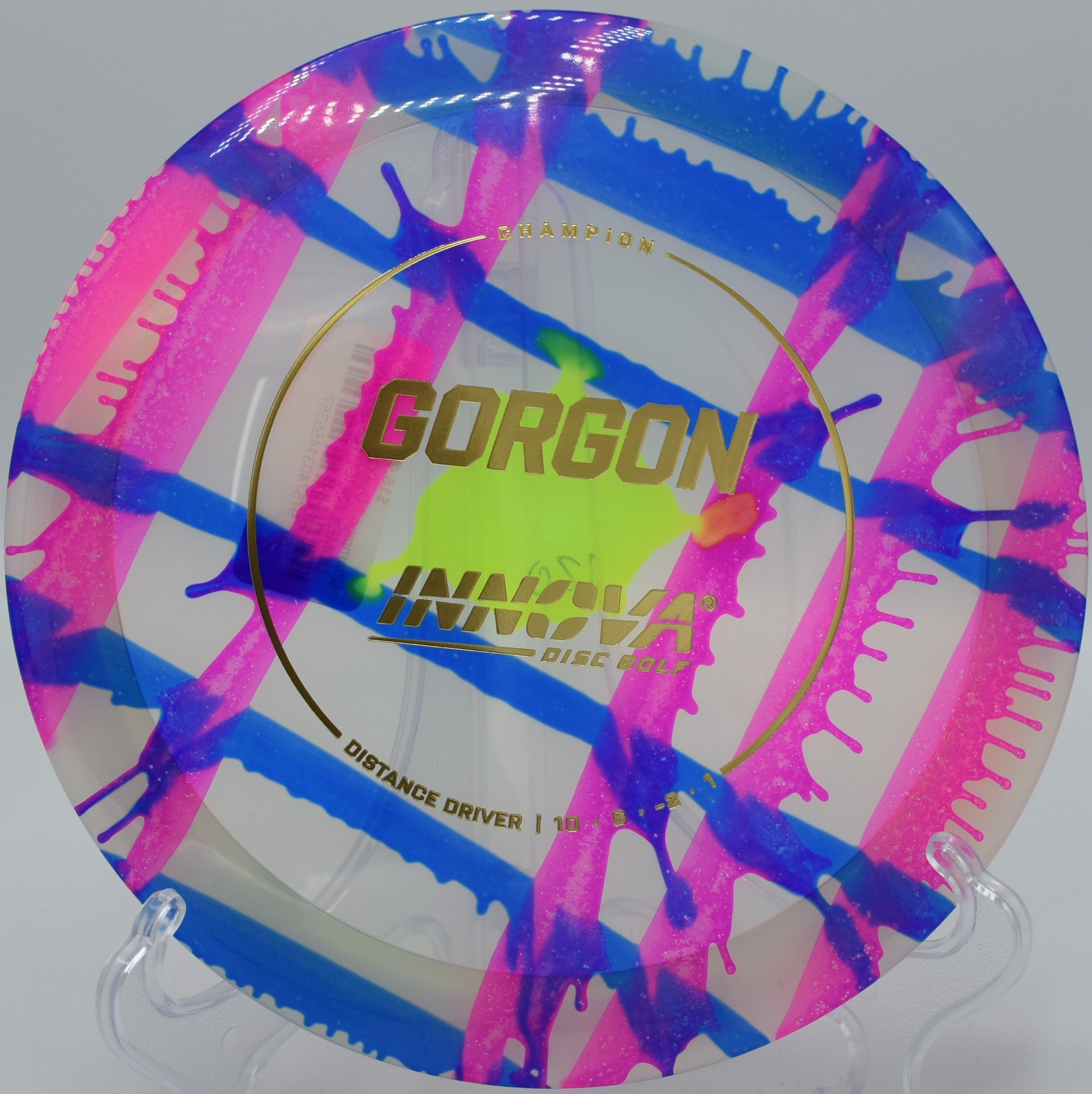 Champion I-Dye Gorgon slicing through a tight gap on Hole 14 at Harmon Hills Disc Golf Course, Fall Branch, Tennessee.

