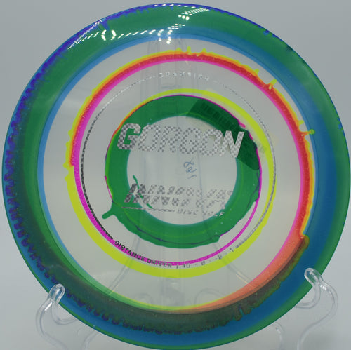 Innova Champion I-Dye Gorgon landing softly on Hole 4 at Cottonmill Disc Golf Course, Kearney, Nebraska.
