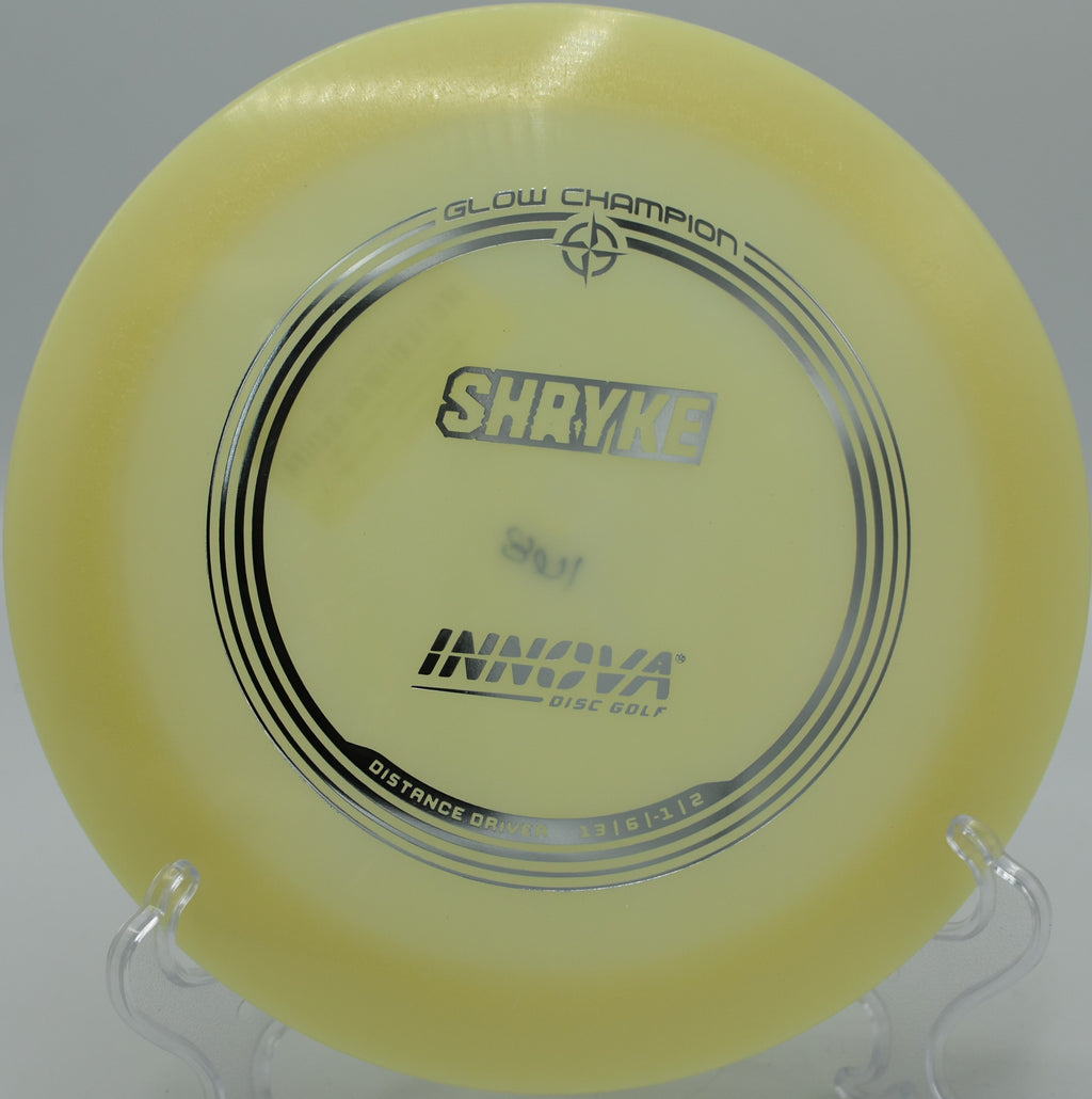 Glow Shryke soaring through the night sky on Hole 6 at Timber Ridge Disc Golf Course, Castile, New York.
