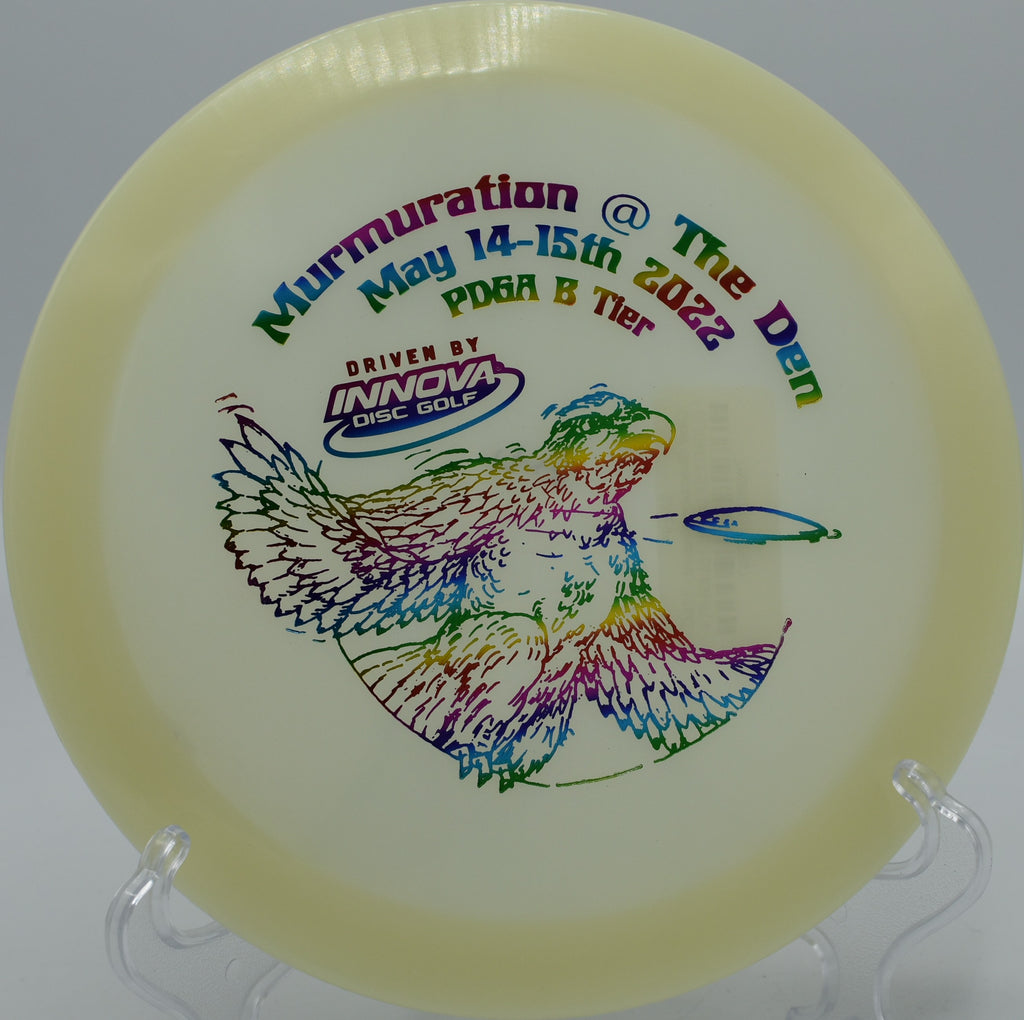 Glow Champion Firebird fading perfectly into the green on Hole 12 at Magnolia Disc Golf Course, Live Oak, Florida.
