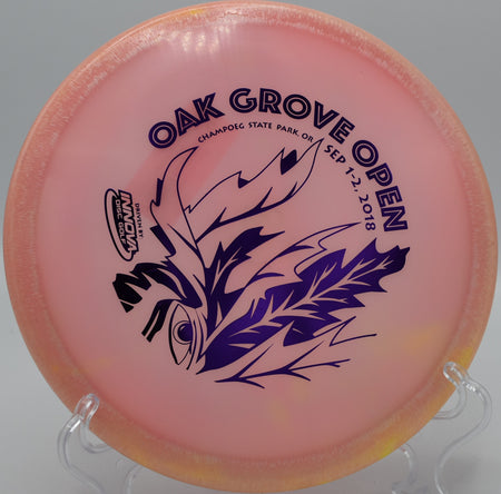 Innova Gator fading hard into the green on Hole 7 at Idlewild Disc Golf Course, Burlington, Kentucky.
