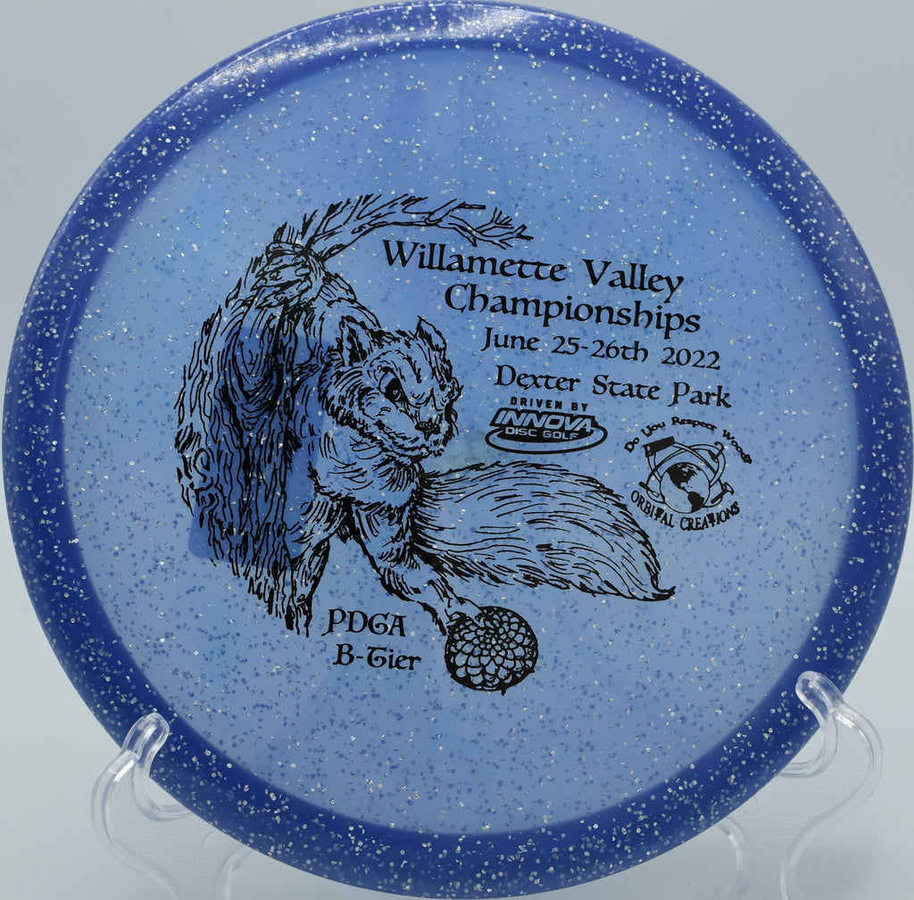 Innova Gator landing with precision on Hole 9 at Rolling Pines Disc Golf Course, Wilkesboro, North Carolina.
