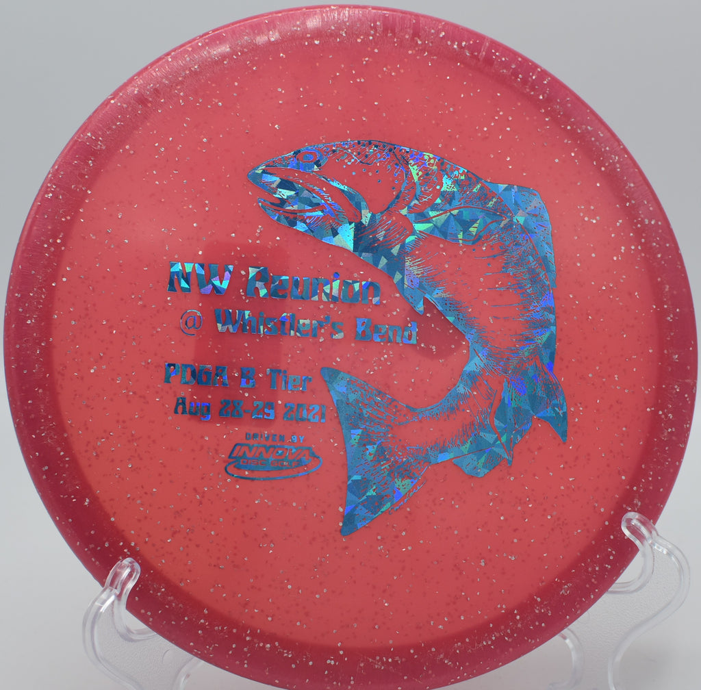 Gator carving a flex forehand shot on Hole 3 at Blue Ribbon Pines Disc Golf Course, East Bethel, Minnesota.
