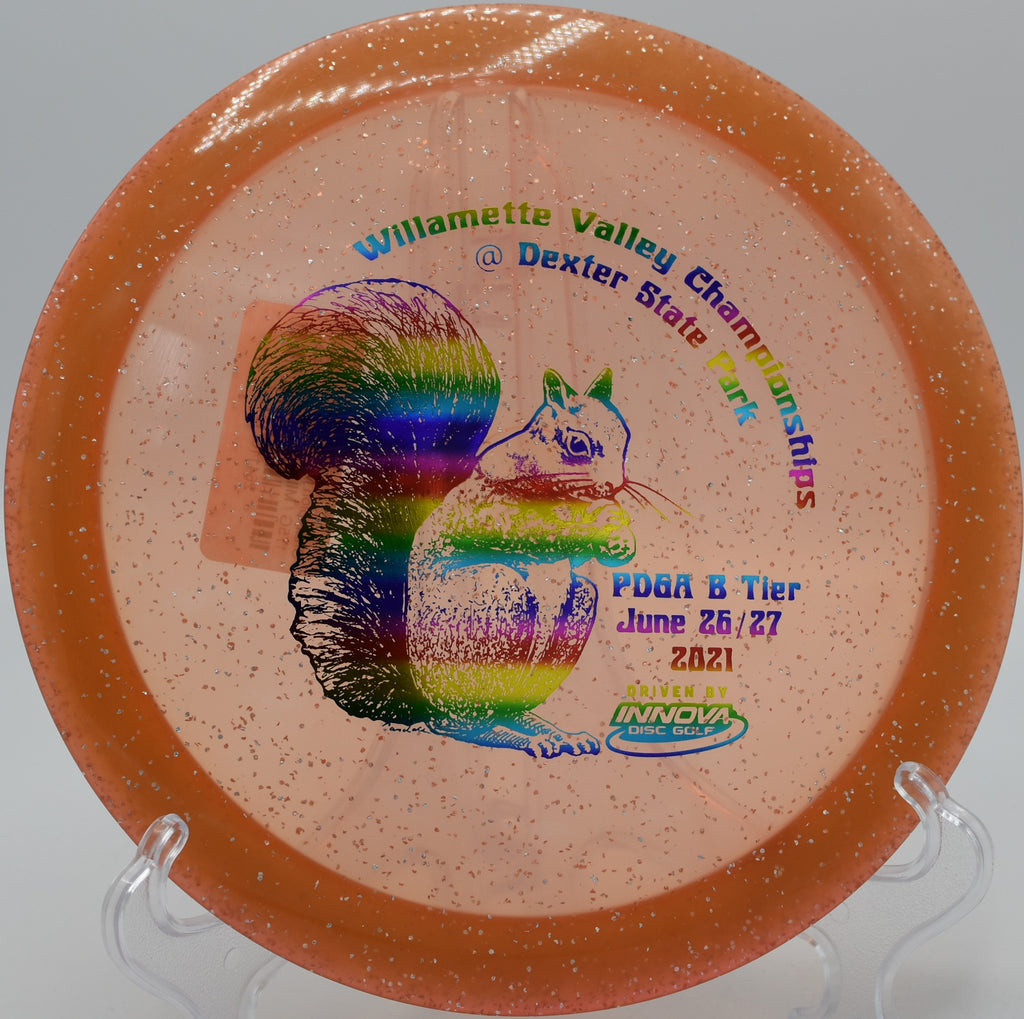 Champion Metalflake Roadrunner carving a smooth turnover shot on Hole 9 at The Bear Disc Golf Course, Hickory, North Carolina.
