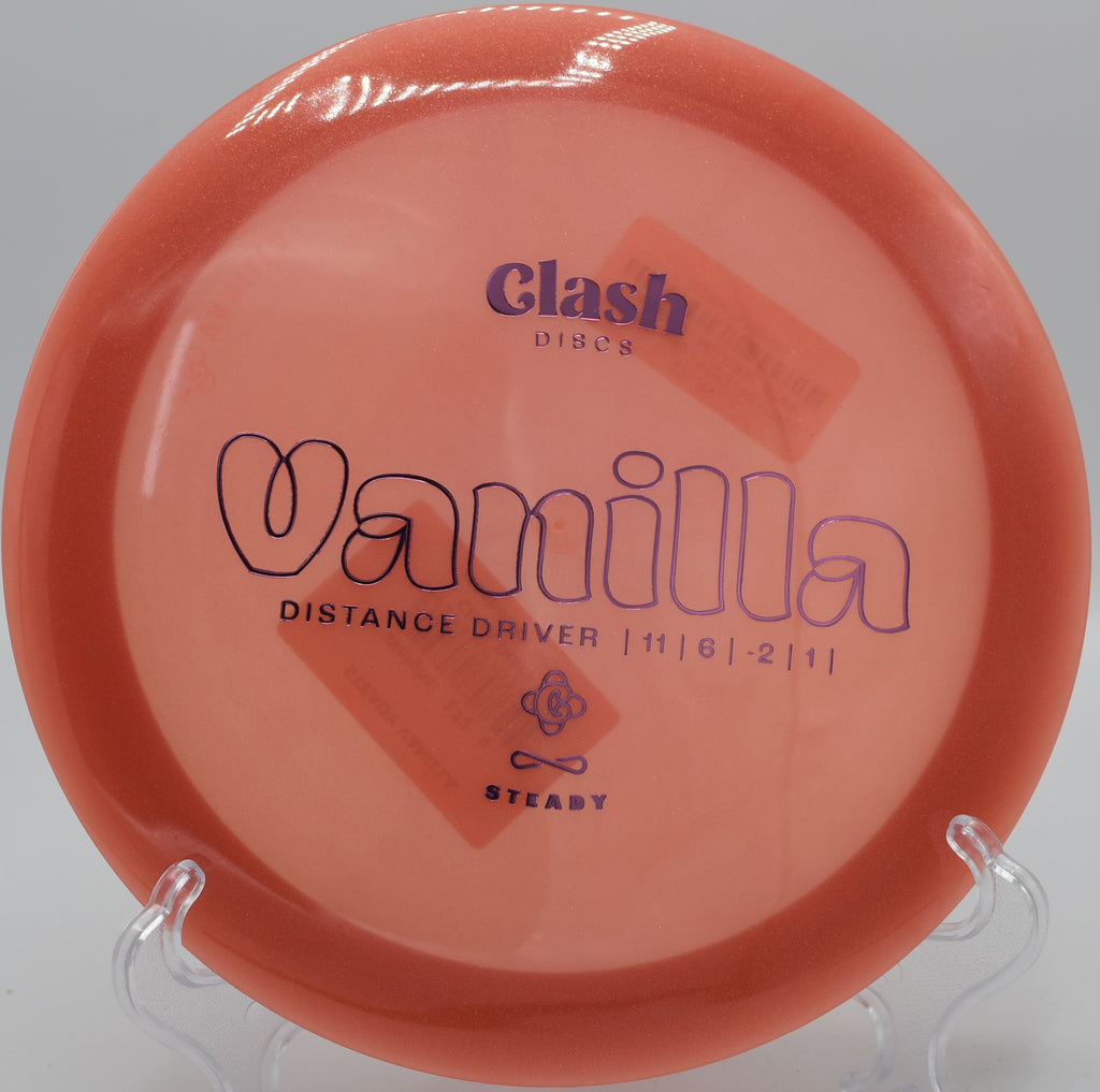 Clash Discs Steady Vanilla soaring through a tailwind on Hole 5 at Panther Creek Disc Golf Course, Springfield, Illinois.
