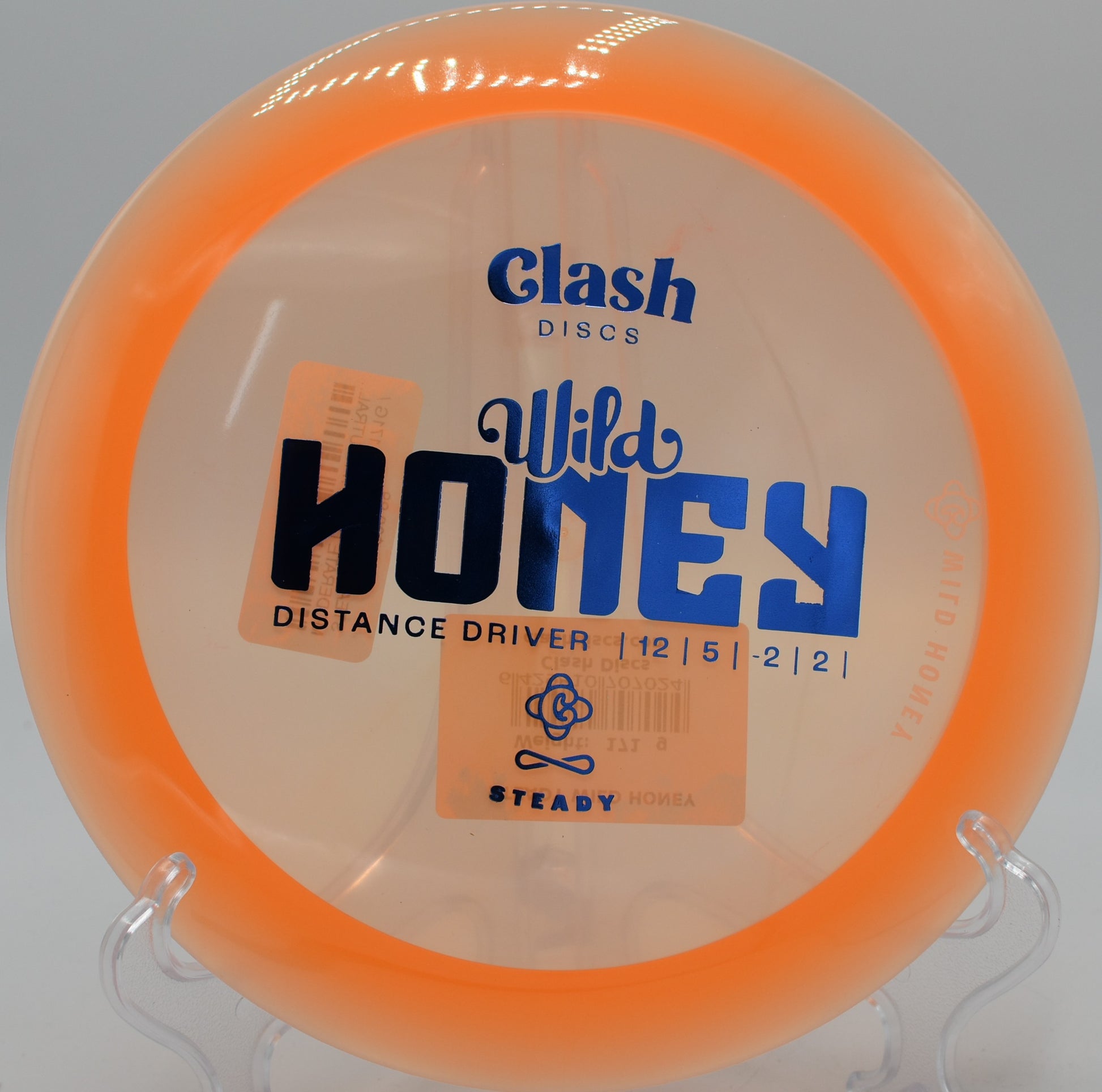 Clash Discs Steady Wild Honey holding a long, controlled turnover shot on Hole 12 at Panther Creek Disc Golf Course, Springfield, Illinois.
