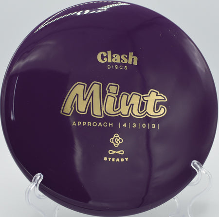 Clash Discs Steady Mint fading hard into the chains on Hole 8 at Rock Ridge Disc Golf Course, Pittsboro, North Carolina.
