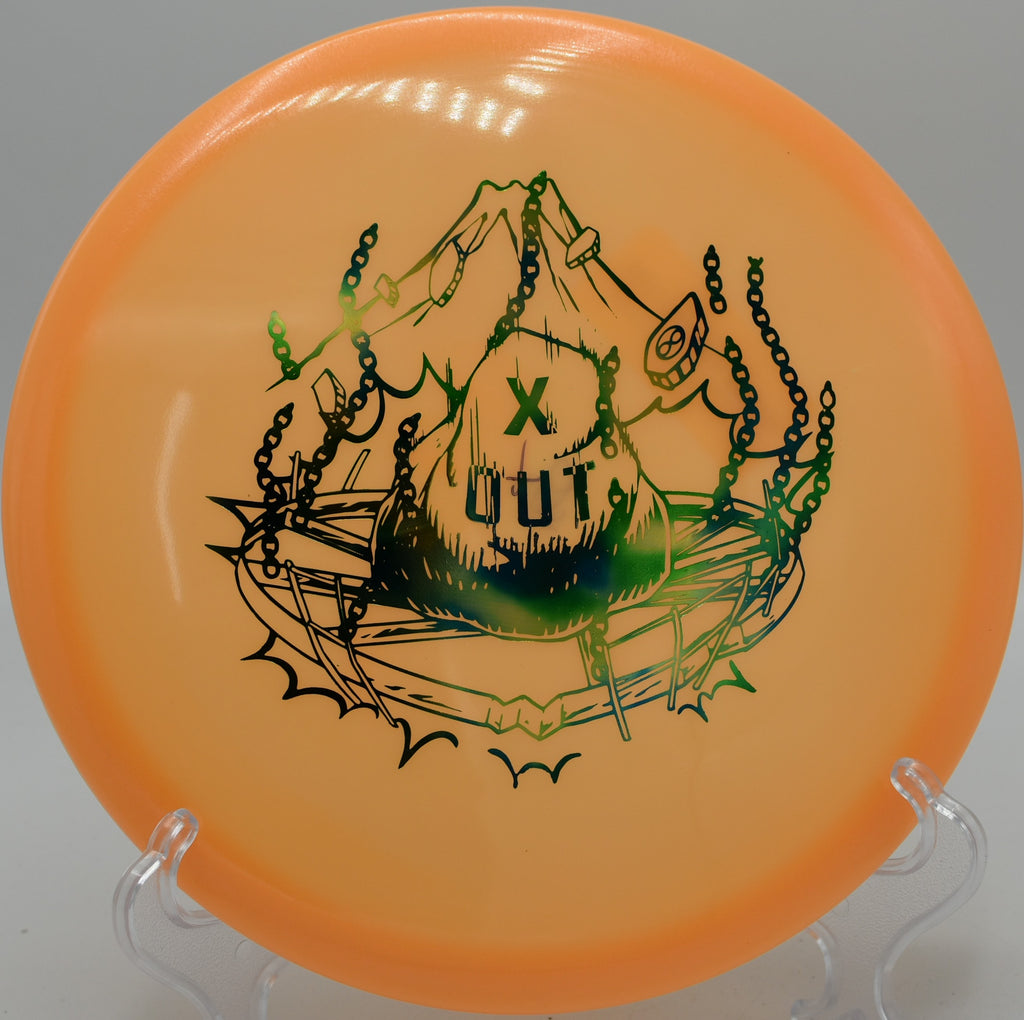 Glow C-Blend Anubis holding a smooth anhyzer line on Hole 12 at Kincaid Park Disc Golf Course, Anchorage, Alaska.
