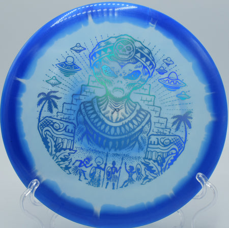 Infinite Discs Halo S-Blend Roman launching a controlled forehand on Hole 11 at Riverbend Disc Golf Course, North Little Rock, Arkansas.
