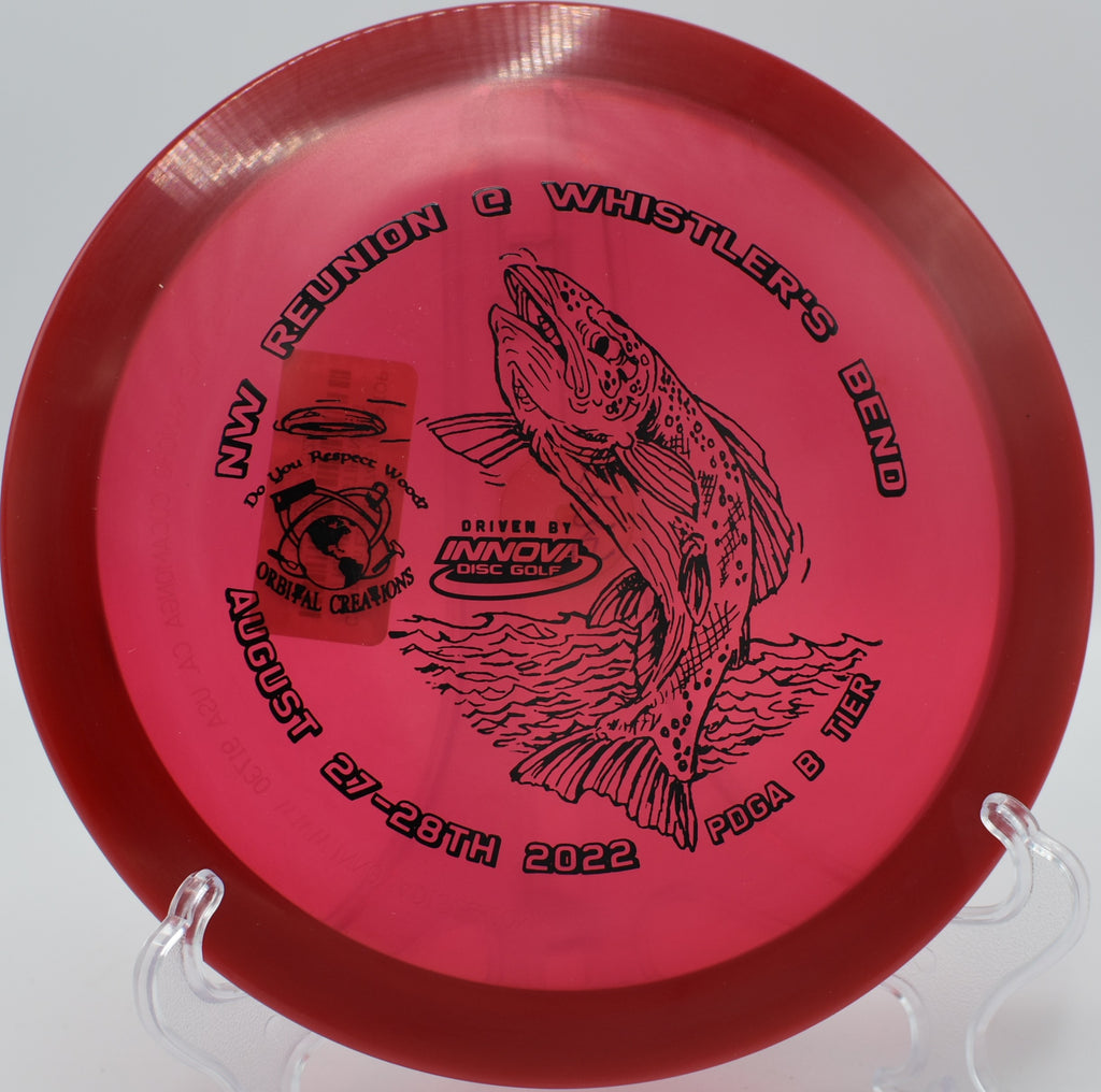 Innova Champion Eagle gliding through a tight wooded fairway on Hole 11 at The Bear Disc Golf Course, Hickory, North Carolina.
