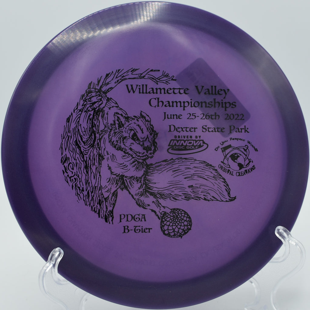 Innova Champion Eagle holding a dead-straight flight on Hole 13 at Kincaid Park Disc Golf Course, Anchorage, Alaska.
