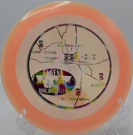 Innova Champion Tern fading gently into the green on Hole 8 at The Rez Disc Golf Course, Brandon, Mississippi.
