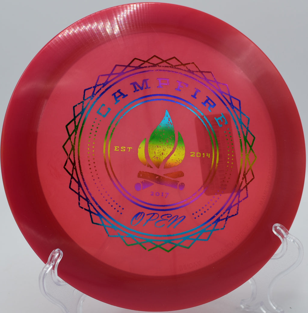 Champion Shryke soaring with maximum glide on Hole 7 at Panther Creek Disc Golf Course, Springfield, Illinois.








