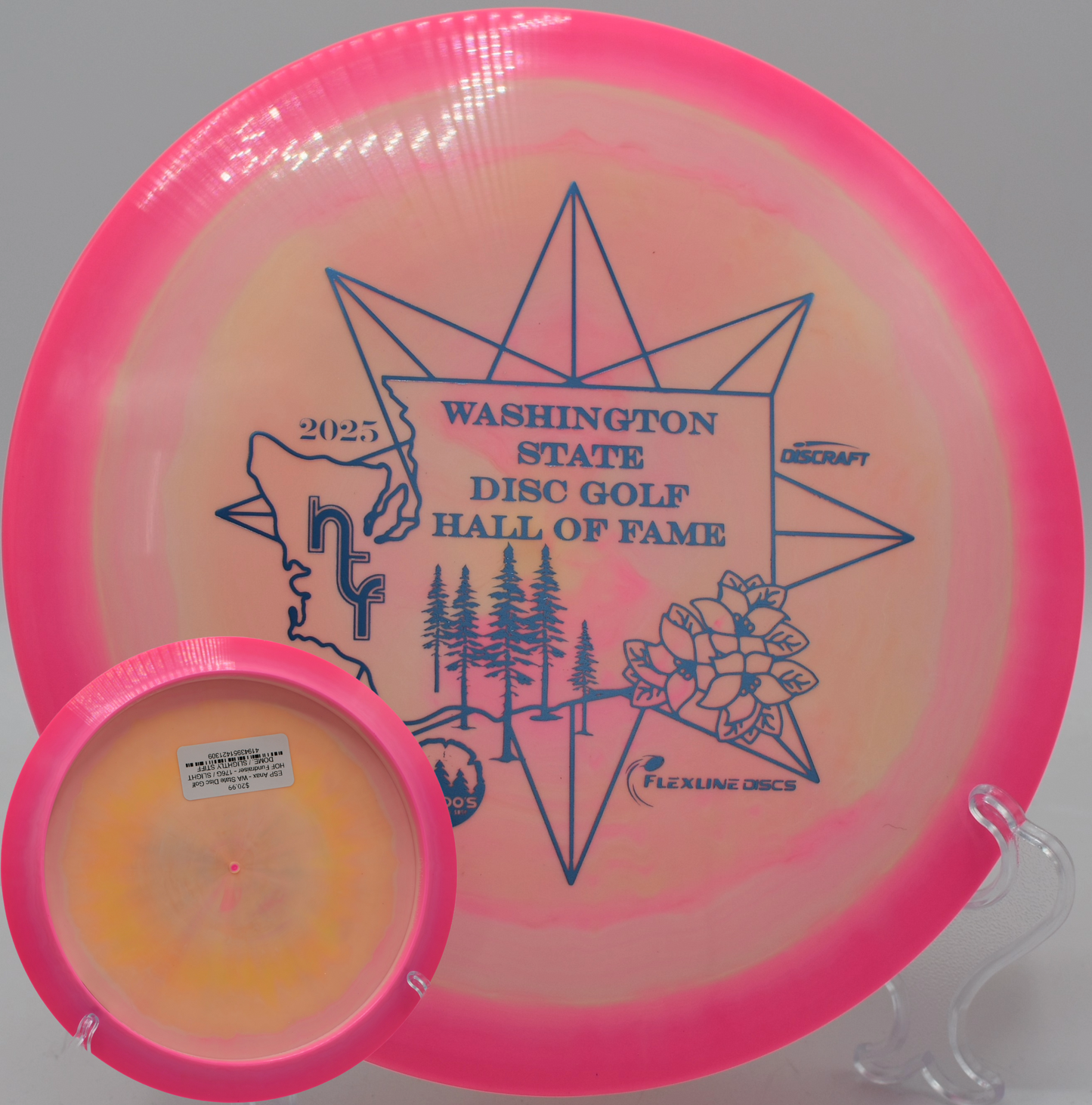 Discraft ESP Anax gliding toward a wooded gap at Idlewild Disc Golf Course in Burlington, Kentucky.

