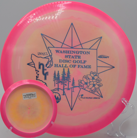 Discraft ESP Anax gliding toward a wooded gap at Idlewild Disc Golf Course in Burlington, Kentucky.

