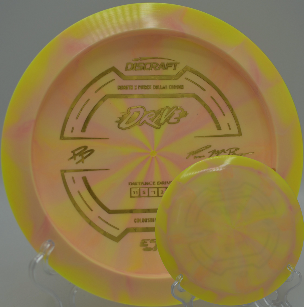 2025 ESP Drive Collab resting on a wooded lane at North Boundary Park DGC in Cranberry Township, PA, perfect for shaping long hyzer-flip shots.