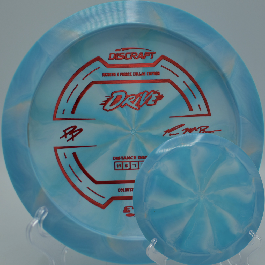 Pierce/McBeth ESP Drive resting on pine needles at Idlewild DGC in Burlington, KY, showcasing its workable turn and reliable fade.