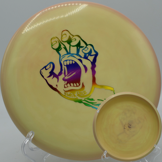 Beautiful swirl pattern on a stable P2 soaring straight at Inverness Disc Golf Park in Birmingham, Alabama.

