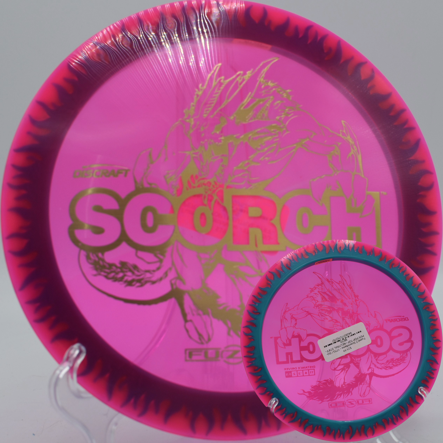 Discraft Scorchflame flying true over water at Veterans Park in Arlington, Texas

