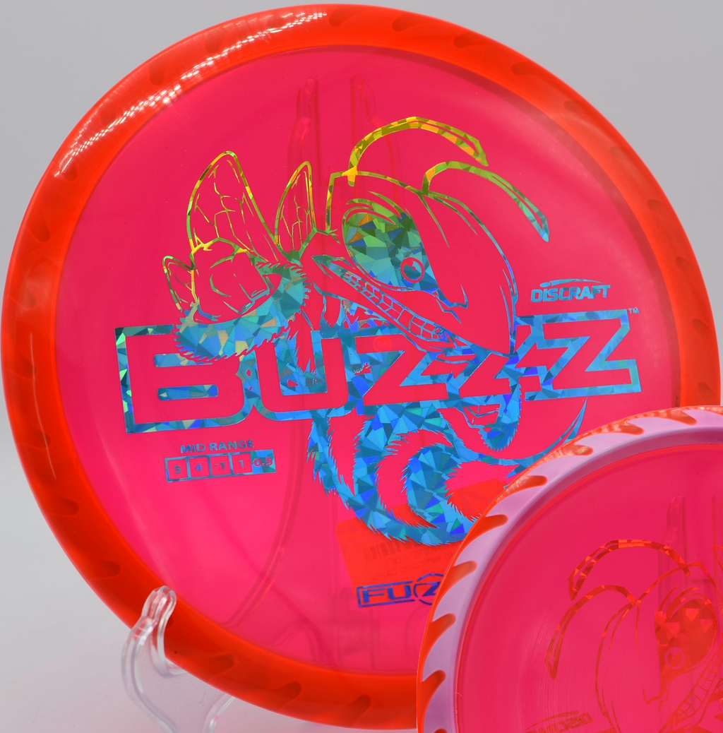 Fuzed Buzzzsaw gliding low at Eagles Landing DGC in Belton, Missouri, showing its powerful finish and elite forehand control.

