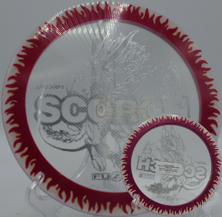 Discraft Scorchflame launching on a hyzer flip line at Maple Hill Disc Golf Course in Leicester, Massachusetts

