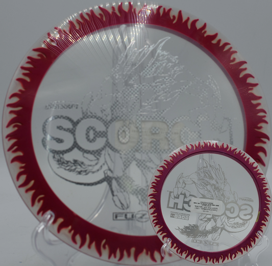 Discraft Scorchflame launching on a hyzer flip line at Maple Hill Disc Golf Course in Leicester, Massachusetts

