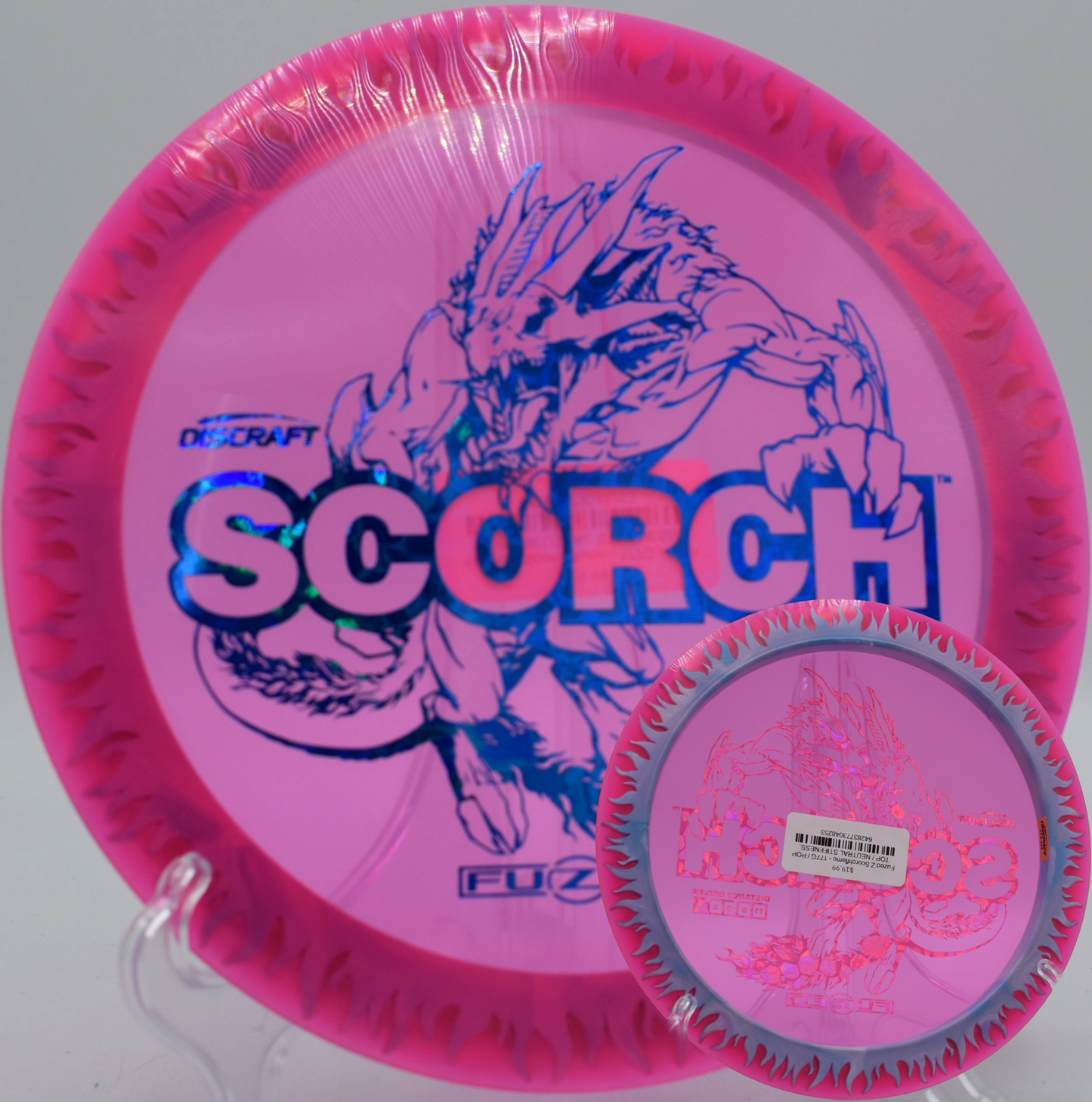 Discraft Scorchflame flaring out at the end of a flex shot at Winthrop Gold in Rock Hill, South Carolina


