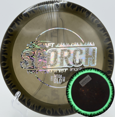Discraft CryZtal Clear FuZed Scorch with Mega Glo Rim, perfect for hyzer flips at Punderson State Park, OH