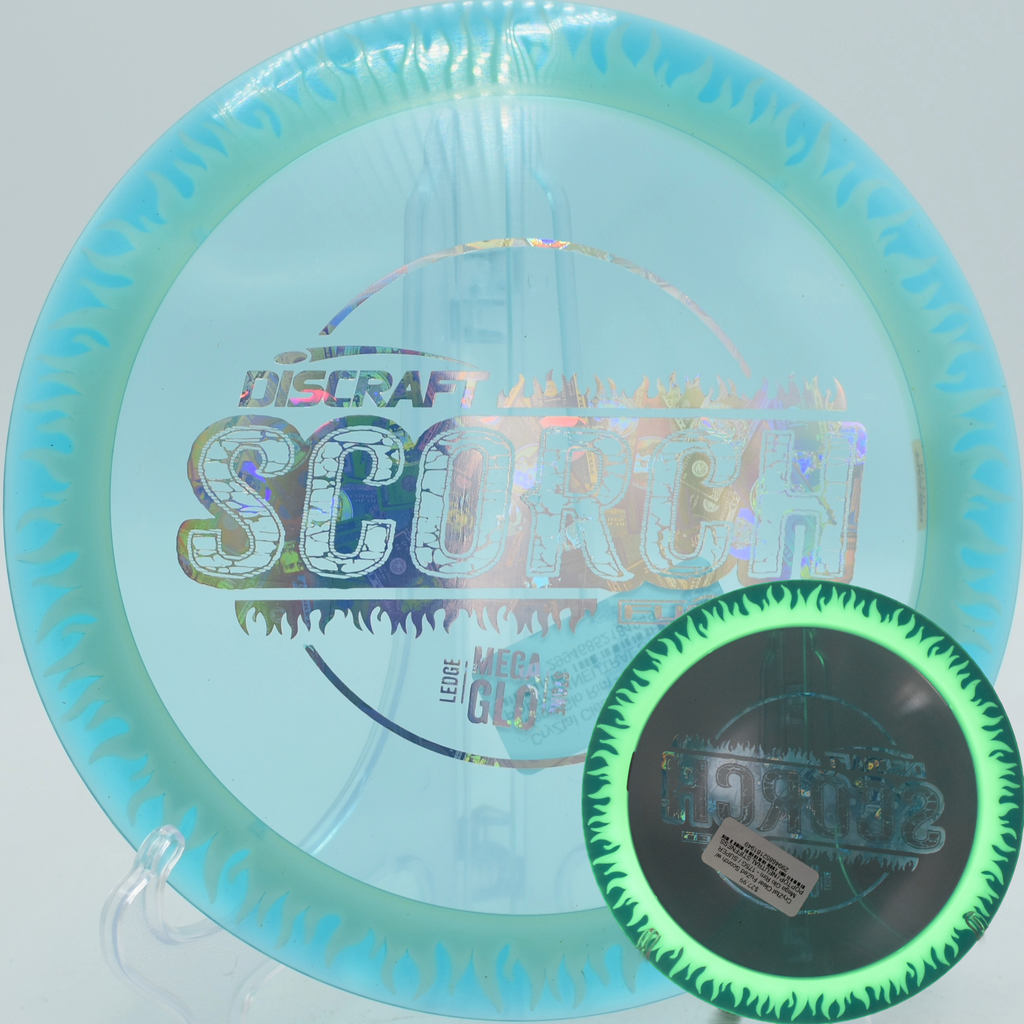 Mega Glow-rimmed Discraft FuZed Scorch used on a shaping flex line at Milo McIver State Park, OR